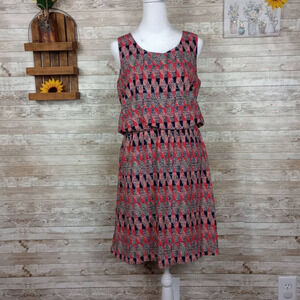 Pixley Women's Sleeveless Pink Navy Geometric‎ Dress Size Small
